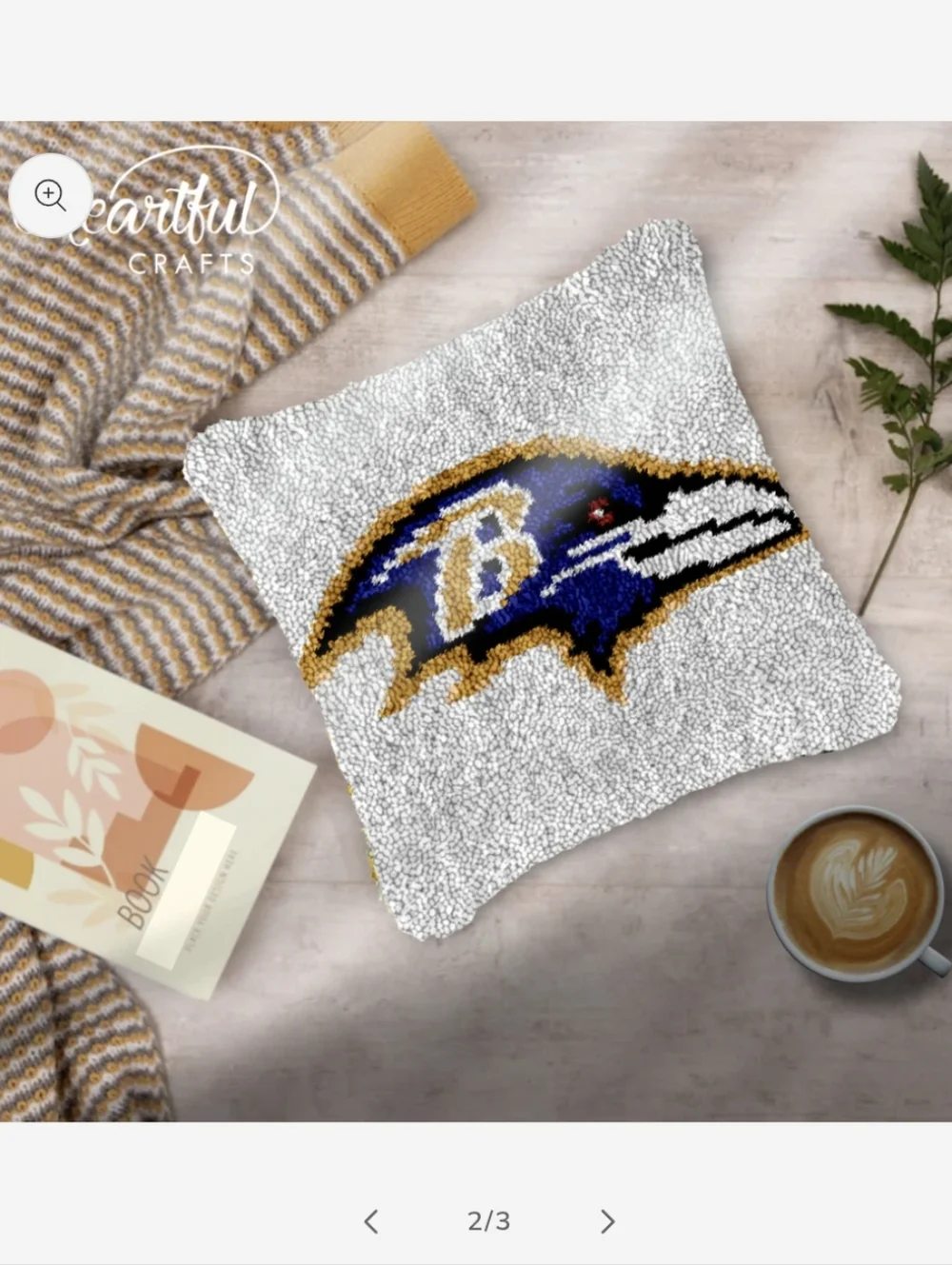 Latch Hook Crafts Baltimore Ravens  Throw Pillow Cover